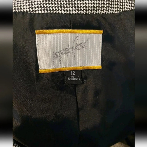 Vintage Houndstooth skirt suit Button Accent Lined 12 90s Y2K Academia Retro - Picture 5 of 9